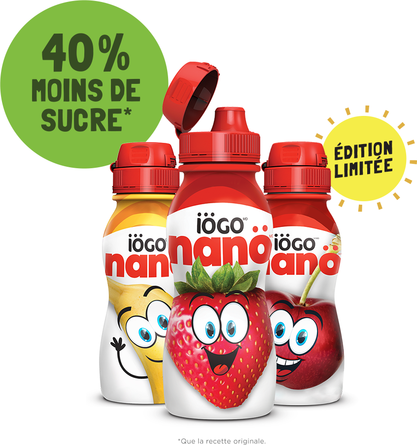 Bouteilles Nanö avec 40% moins de sucre que la saveur originale. Édition Limitée.
