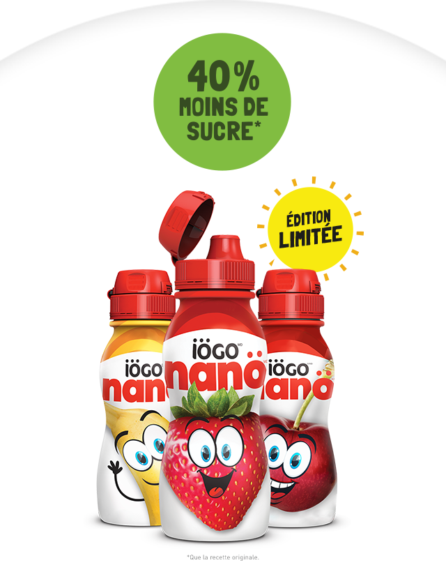 Bouteilles Nanö avec 40% moins de sucre que la saveur originale. Édition Limitée.